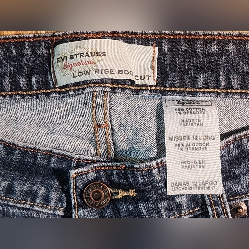 Levi Strauss Signature Jeans Low Rise Bootcut Misses 12 LONG Y2K Vintage Levis - Picture 13 of 14